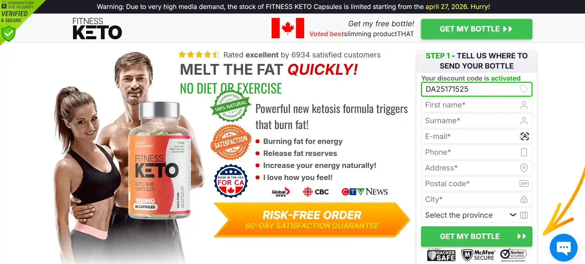 Fitness Keto Capsules Order Page